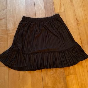 Zara black pleated flounce mini skirt